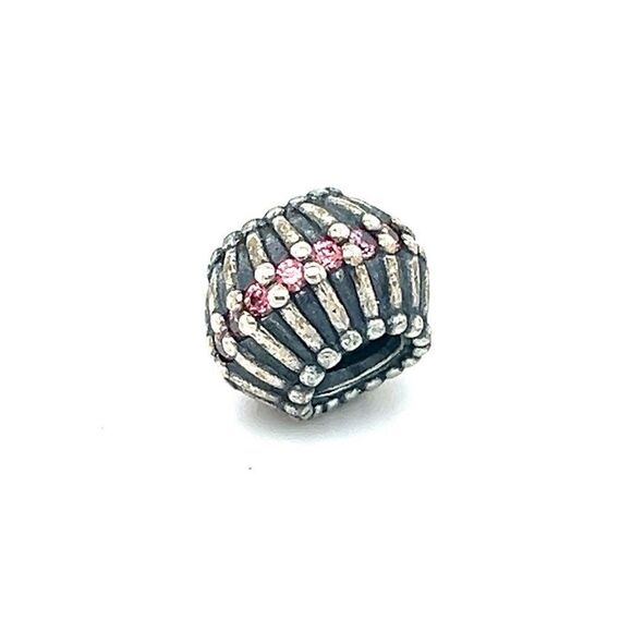 Pandora Circle Pink Cz Round Charm - Picture 1 of 3
